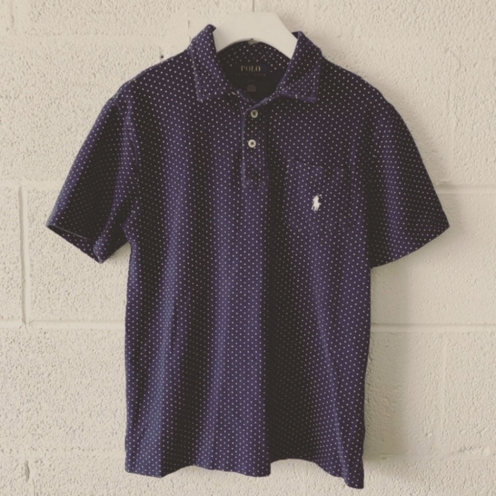 Navy polka dot polo